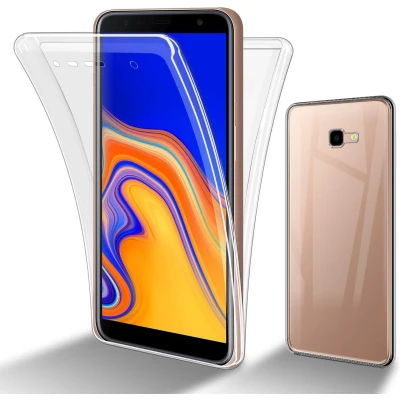 Afbeelding van Cadorabo Hoesje geschikt Voor Samsung Galaxy J4 PLUS in TRANSPARANT 360 Full Body Case Cover Beschermhoes en achterbescherming, all round bescherming met displaybescherming