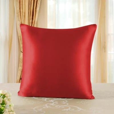 Afbeelding van townssilk Kussensloop van 100% pure moerbeizijde, 80 x cm, dubbelzijdig, voor haargezondheid, huid, verborgen ritssluiting, 1 stuk, rood