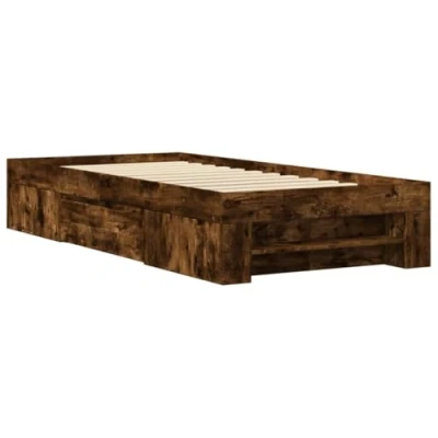 Image de vidaXL Cadre de lit sans matelas chêne fumé 75x190cm bois d&#039;ingénierie832314