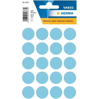 Afbeelding van Etiket HERMA 1873 rond 19mm blauw 100 stuks Blister a 5 vel 10