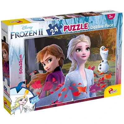 Afbeelding van Lisciani Disney Frozen 2 puzzel 24 delige dubbelzijdig achterkant om in te kleuren educatief spel vanaf 3 jaar