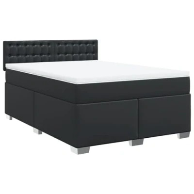 Afbeelding van vidaXL Boxspring met matras kunstleer zwart 140x190 cm