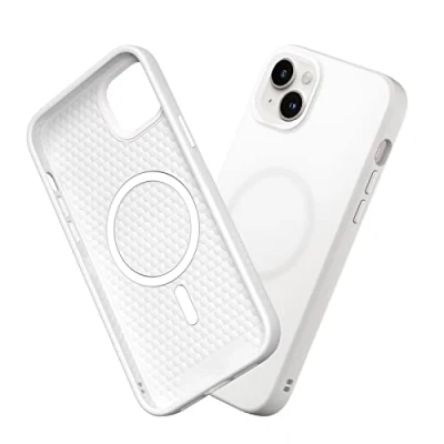 Afbeelding van RHINOSHIELD Hoesje compatibel met [iPhone 14 Plus] SolidSuit Magsafe dunne hoes schokabsorberende technologie en premium matte afwerking Classic White