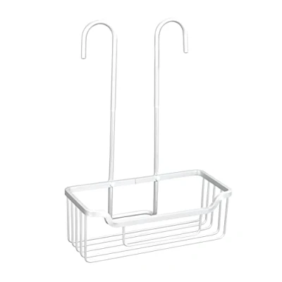 Image de WENKO Thermostat Caddy Milano Étagère de douche avec embouts en plastique à accrocher au robinet dans la pour plus place, étagère aluminium Argenté 25 x 36 14 cm