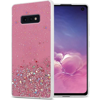 Afbeelding van Cadorabo Hoesje geschikt voor Samsung Galaxy S10e in Roze met Glitter Beschermhoes van flexibel TPU silicone fonkelende glitters Case Cover Etui