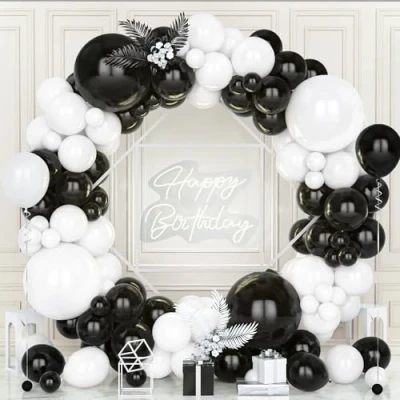 Afbeelding van Teselife Ballonnenboog, zwart en wit, 119 delige set, slinger, mat, zwart, jongens, mannen, vrouwen, meisjes, babyshower, verjaardag, bruiloft, voorstel, Valentijnsdag, vrijgezellenfeest, douche,
