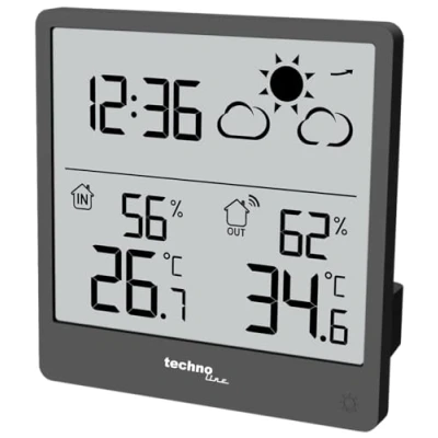 Image de WS9138 Petite station météo moderne avec prévisions météorologiques et tendance météo, température intérieure extérieure, rétroéclairage, écran LCD clair sans flou