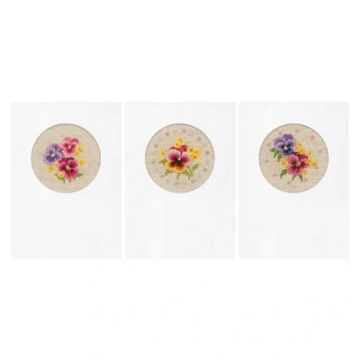 Afbeelding van Vervaco Viooltjes set van 3 wenskaarten borduren PN 0174604