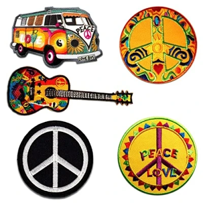 Afbeelding van Hippie set, 5 delig, strijkapplicaties