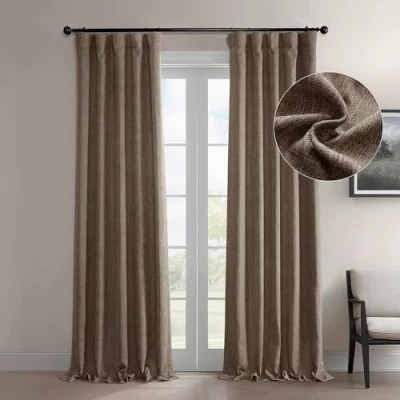 Afbeelding van HPD Half Price Drapes Verduisteringsgordijnen van kunstlinnen, 305 cm lang, luxe linnen gordijnen voor slaapkamer en woonkamer (1 paneel), 127 x 304 (b l), Nederlandse cacao