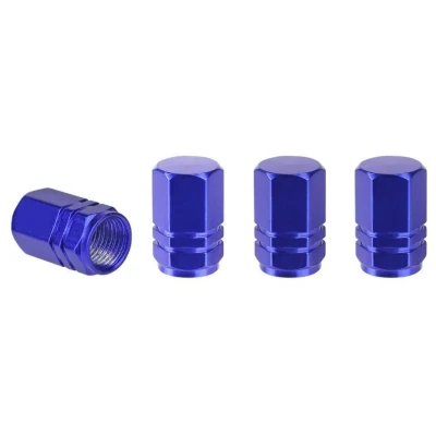 Afbeelding van AMiO Universele Ventieldoppen Aluminium voor Auto Blauw (set)