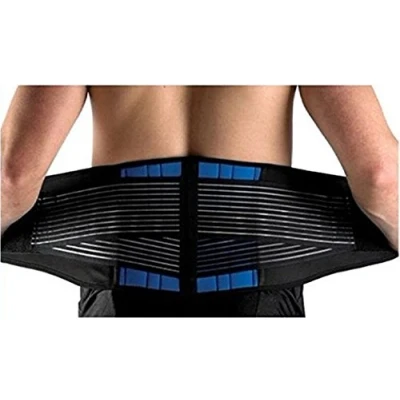 Afbeelding van SUAVER Deluxe Neopreen dubbele riem, rugbrace, verstelbare tailletrimmerriem, lendensteun, buikbandage verlichting bij ischias voor dames en heren, zwart, L (81 91 cm)