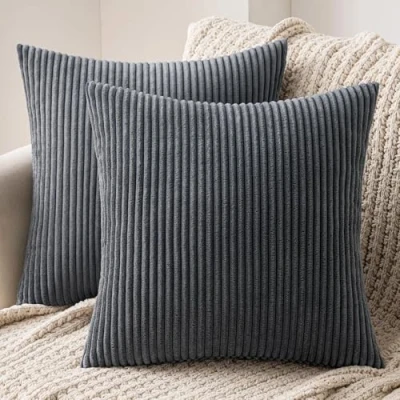 Afbeelding van MIULEE set van 2 decoratieve fluwelen kussenovertrekken met verborgen ritssluiting, 45 x cm, grijs