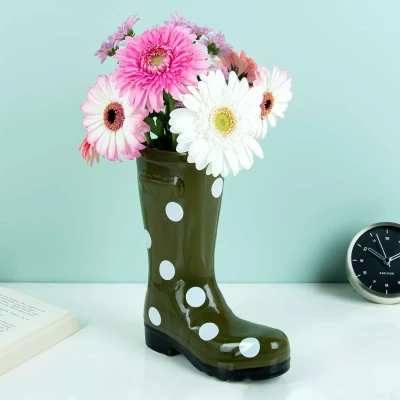 Afbeelding van Bitten Design Vaas Wellington laars Dotty groen