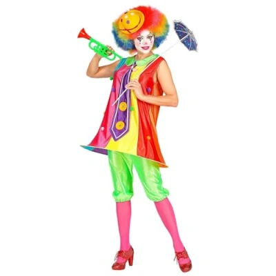 Afbeelding van Widmann Clown &amp; Nar Kostuum Hoepelrok Circus Van De Lach Vrouw Multicolor Large Carnavalskleding Verkleedkleding
