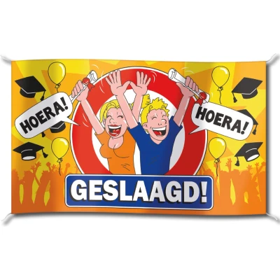 Afbeelding van Gevelvlag Geslaagd verkeersbord XXL 150x90cm