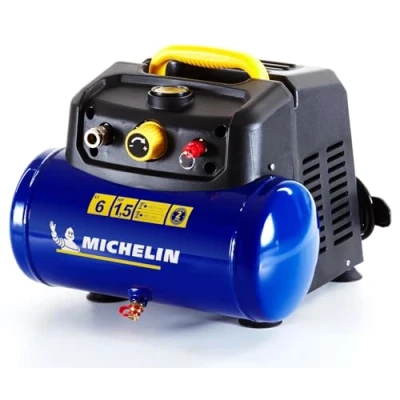 Afbeelding van Michelin MBL6 Draagbare luchtcompressor, olievrije 6 liter, geïntegreerde manometer, maximale druk 8 bar, vermogen 1,5 pk