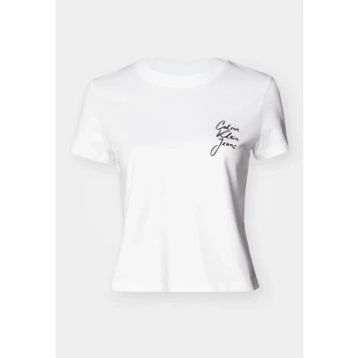 Afbeelding van Calvin Klein Jeans Script Institutional BABY TEE Tshirt print, Dames, Maat: XS, Bright white