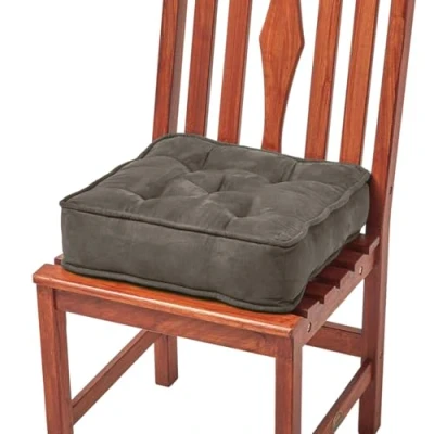Afbeelding van Homescapes Zitkussen taupegrijs zitverhoger/stoelkussen 40 x cm met velours bekleding