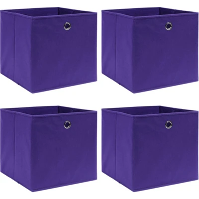 Afbeelding van Opbergboxen 4 st 32x32x32 cm stof paars