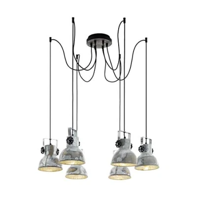 Afbeelding van EGLO Barnstaple hanglamp 6 lichts E27 hout/oud zink look/zwart