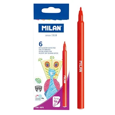 Afbeelding van Milan Viltstiften Gekleurd Junior 2 Mm 15,4 Cm 6 Stuks