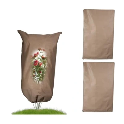 Afbeelding van Relaxdays beschermhoes voor planten set van 3 vorstbescherming planthoes vlies S