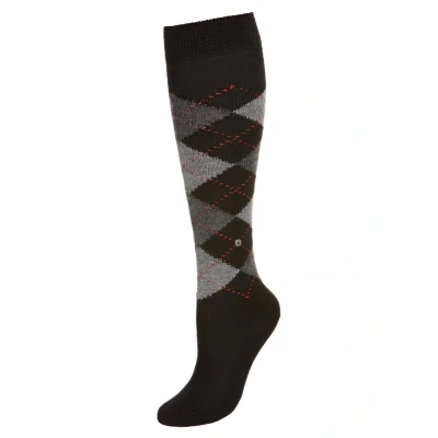 Afbeelding van Burlington Whitby lange damessokken, warm zacht grijs, zwart, plus dikke versterkte kleuren, fantasy patroon, Argyle voor de winter, eenheidsmaat, cadeau idee, 1 paar, Zwart (Zwart 3000)