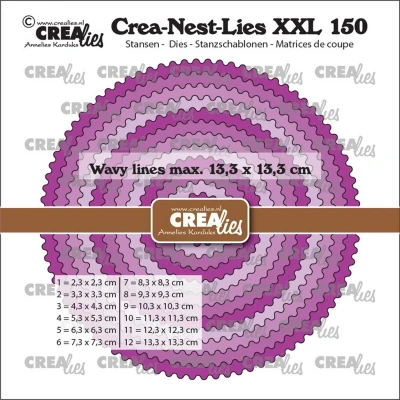 Afbeelding van Crealies Crea Nest Lies XXL Cirkels met golfrandje CLNestXXL150 13,3x13,3 cm (06 23)