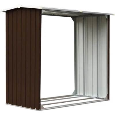 Afbeelding van Haardhoutschuur 172x91x154 cm gegalvaniseerd staal bruin