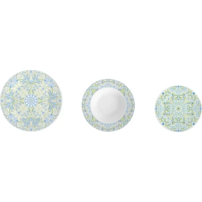 Afbeelding van Serviesset DKD Home Decor Porselein Blauw Groen 18 Onderdelen