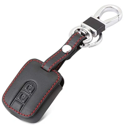 Afbeelding van Happyit Sleutelhanger van leer, voor Nissan Qashqai Micra Navara Almera 2 toetsen met afstandsbediening