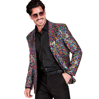 Afbeelding van Widmann Party Fashion Paillettenjack voor heren, regenboog, Fever Disco