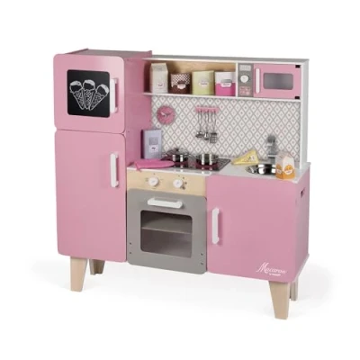 Afbeelding van Janod Keuken Macaron XXL Speelgoedkeuken Met Oven, Koelkast, Magnetron En Inductiekookplaat Inclusief Accessoires Hoogte Van Het Werkblad: 57 Cm Geschikt Vanaf 3 Jaar