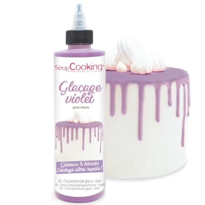 Afbeelding van SCRAP COOKING Gebruiksklaar paars glazuur, 130 g, chocoladesmaak en sneldrogend, voor gebak, cake, koekjes, desserts, dripcake Halloween 4706