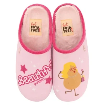 Afbeelding van Hot Potatoes Glenville Pantoffels, Dames, Maat: 40, Rosa Textiel