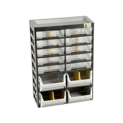 Afbeelding van Allit 458140 Opslagmagazijn VarioPlus Basic D 21 (b x h d) 305 435 170 mm Zwart, Grijs, Geel 1 stuk(s)