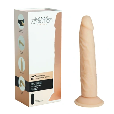 Afbeelding van Naked Addiction 22,8 cm Silicone Bendable Dual Density Dildo Vanilla