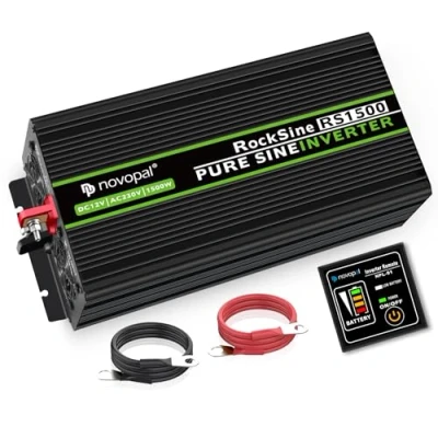 Afbeelding van Power Inverter Pure Sinusgolf 1500 Watt 12V DC naar 230V/240V AC Converter 2AC EU stopcontacten Auto omvormer met Dual USB poorten 5 meter afstandsbediening en twee koelventilatoren Peak 3000