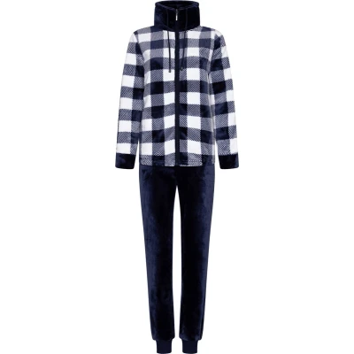 Afbeelding van Fleece geruit huispak Rebelle Blauw Maat 48