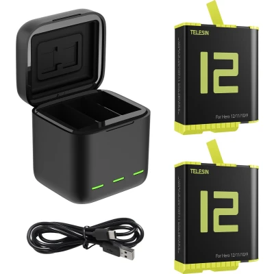 Afbeelding van Telesin Oplaadbox met 2 batterijen voor GoPro 9 / 10 11 12
