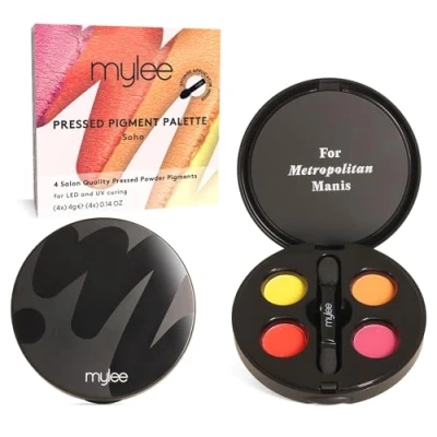 Afbeelding van Mylee Soho Nagelpigmentpalet met 4 matte pigmenten, gedurfd kleurverloop en ombre, spons applicator, voor manicure