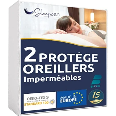 Afbeelding van SLEEPZEN Waterdichte kussensloop 30 x 50 cm 2 stuks Kussenbeschermers Set 100% katoenen Bi Ome Molton Ritssluiting anti mijt, antibacterieel, schimmel en hypoallergeen
