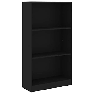 Afbeelding van vidaXL Boekenkast met 3 niveaus, zwart, 60 x 24 109 cm, bewerkt hout