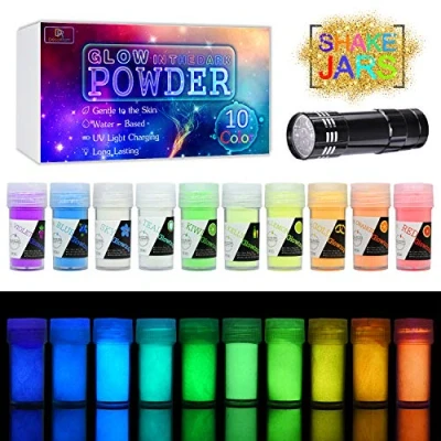 Afbeelding van Gloeipigmentpoeder met uv lamp Epoxyhars, huidvriendelijk, duurzaam, voor nail art, acrylverf, beeldende kunst, 20 g (totaal g)