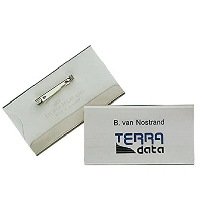 Afbeelding van Badge Durable 8001 met speld en klemrand 40x75mm Omdoos a 100 stuk stuks