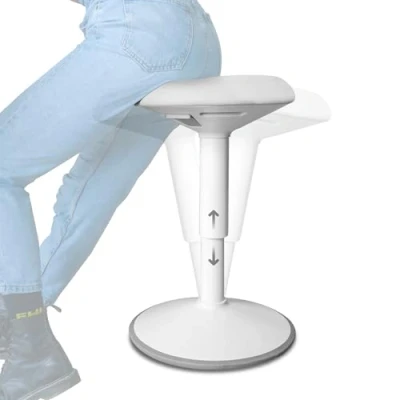 Afbeelding van Backerz® Wiebelkruk Wit Hoogte 40 60cm Balanskruk Zit sta kruk Ergonomische bureaustoel zadelkruk