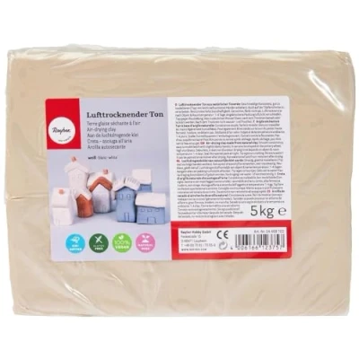 Afbeelding van Rayher Aarde, wit, 1 stuk, 5 kg, luchtdroging, modelleerpasta, knutselen, pottenbakkerij, kinderen, Kerstmis, Pasen 34468102