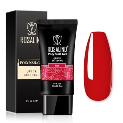 Afbeelding van ROSALIND rode kleur poly nagelgel, 60 ml, semi permanente gel, soak off, UV, LED, kleur, acryl, nail art voor verlenging, nagellak, 1 stuk
