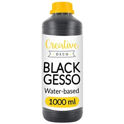 Afbeelding van Creative Deco Zwarte Gesso 1L Schildervoorbereiding, Professionele Primer